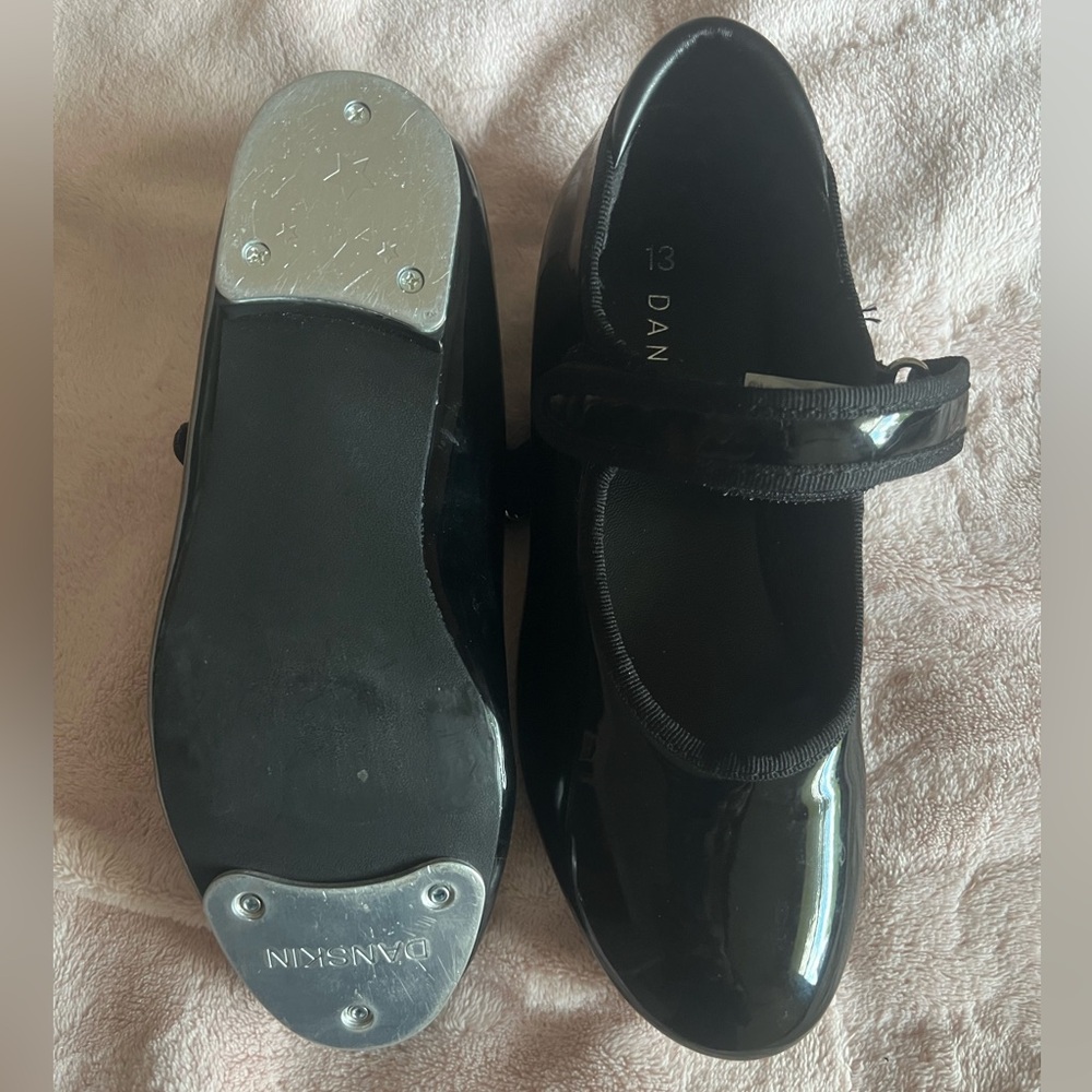 DANSKIN GIRLS TAP DANCE SHOES BLACK - Picture 7 of 9